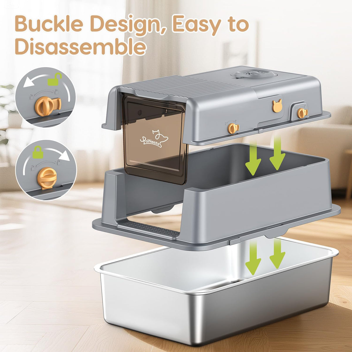 Stainless Steel Litter Box with Lid D947