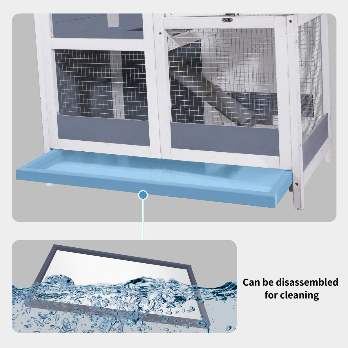 2-Story Wooden Small Animal Cage with Removable Tray and Ramp Q206