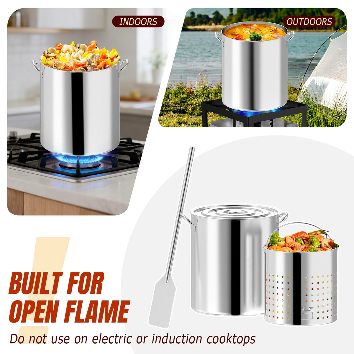 60QT Stainless Steel Stock Pot D671