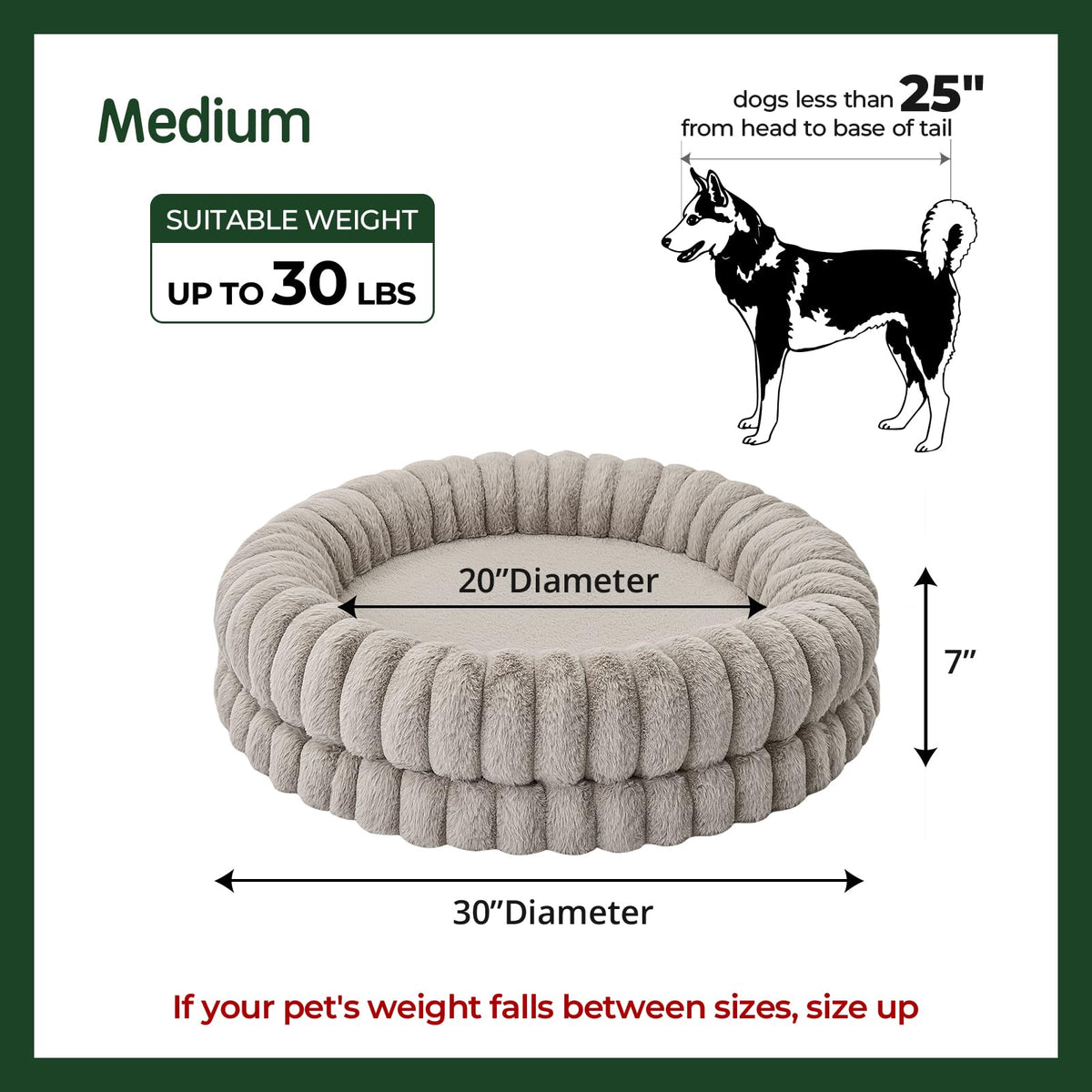 30 Inches Round Washable Dog Bed J3705