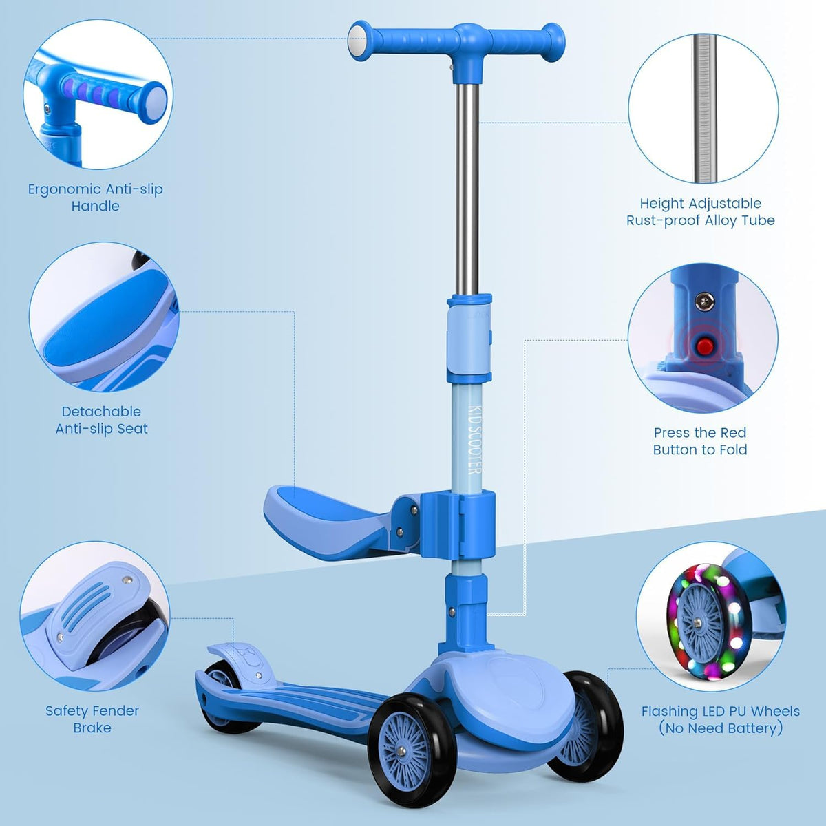 3 Wheel Foldable Kids Scooter with Seat B6657