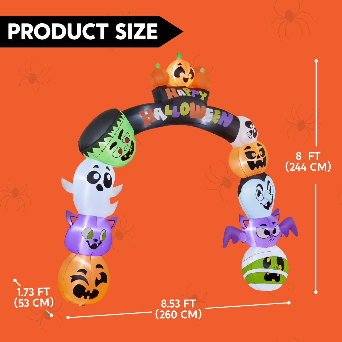 8 FT Halloween Inflatable Pumpkin Archway with LED Lights N582051