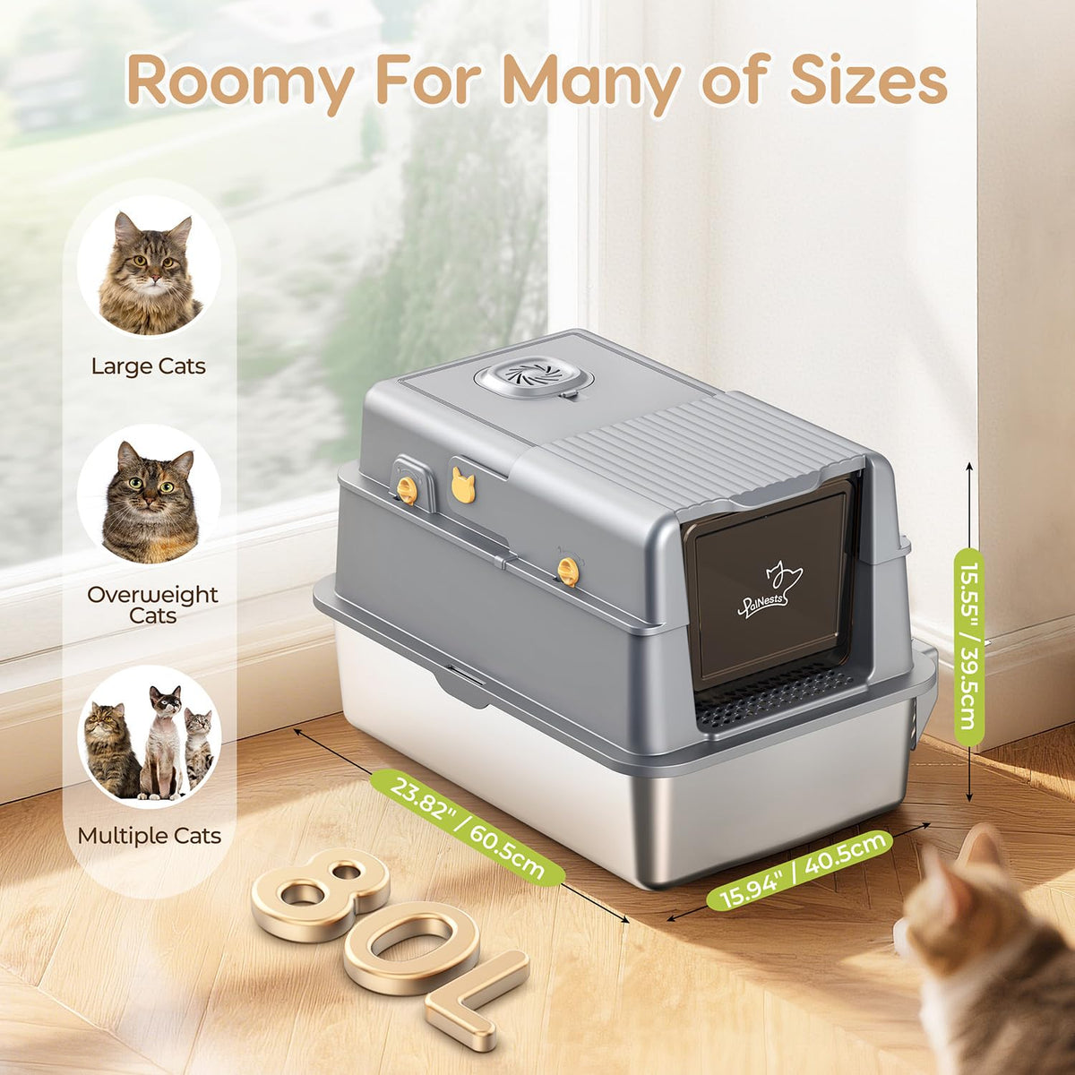 Stainless Steel Litter Box with Lid D947
