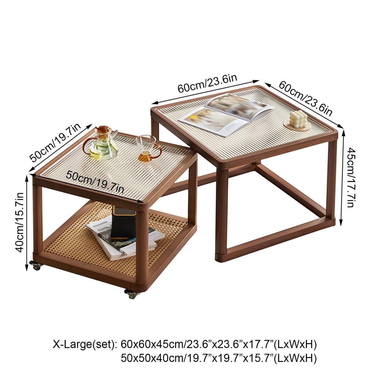 Square Glass Coffee Table Set of 2 J471098