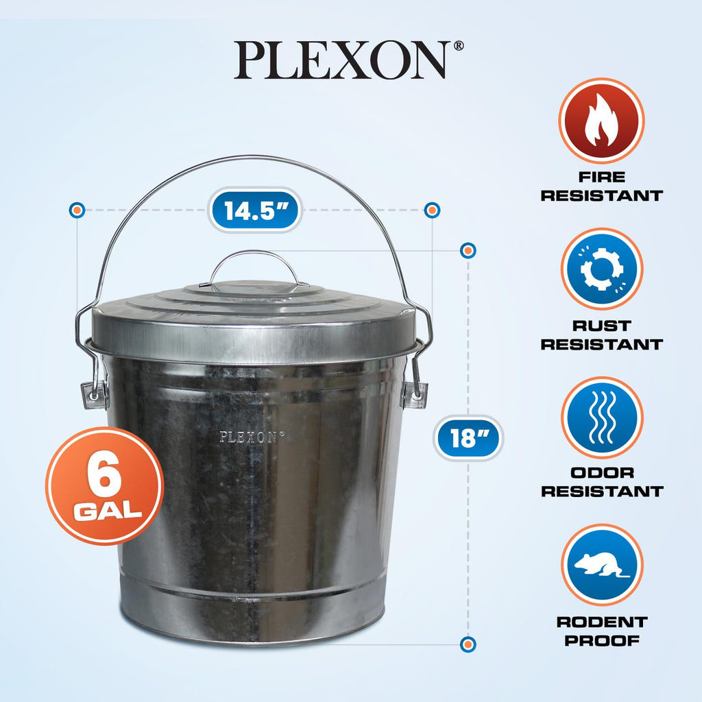 6 Gallon Galvanized Metal Trash Can with Lid Z742