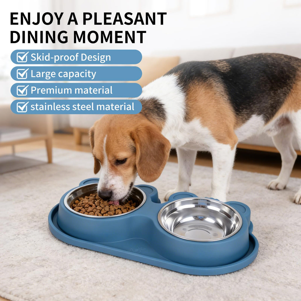 Stainless Steel Double Pet Bowls with Non-Slip Base K2765