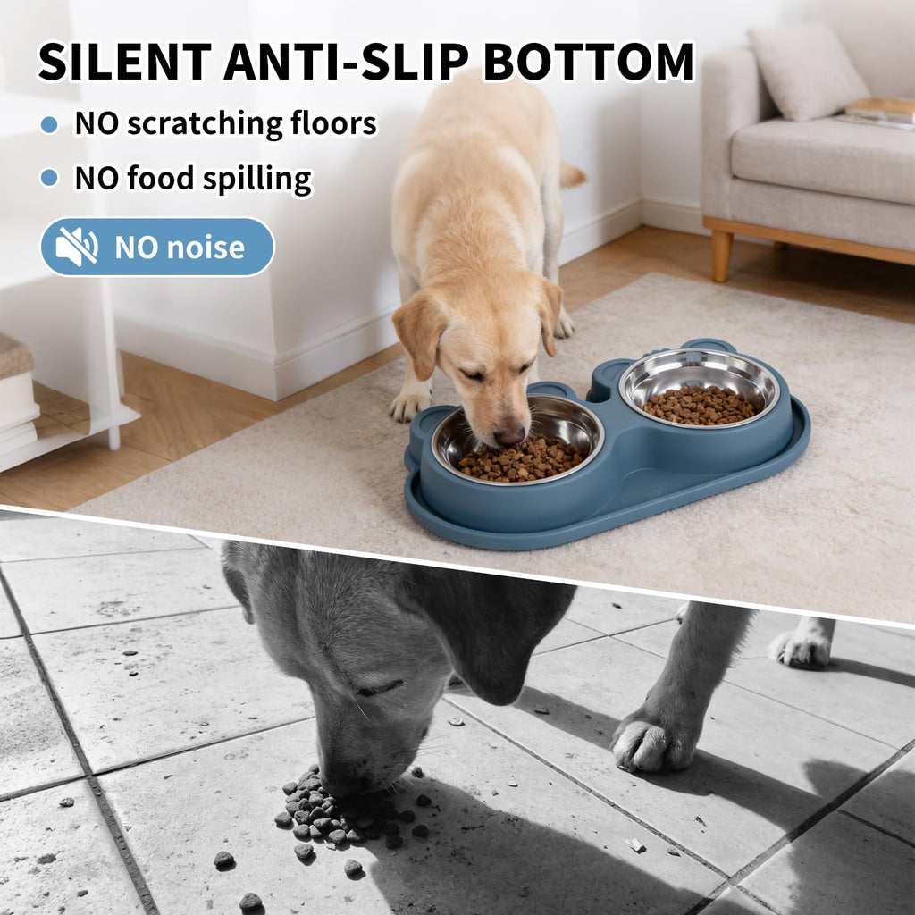 Stainless Steel Double Pet Bowls with Non-Slip Base K2765