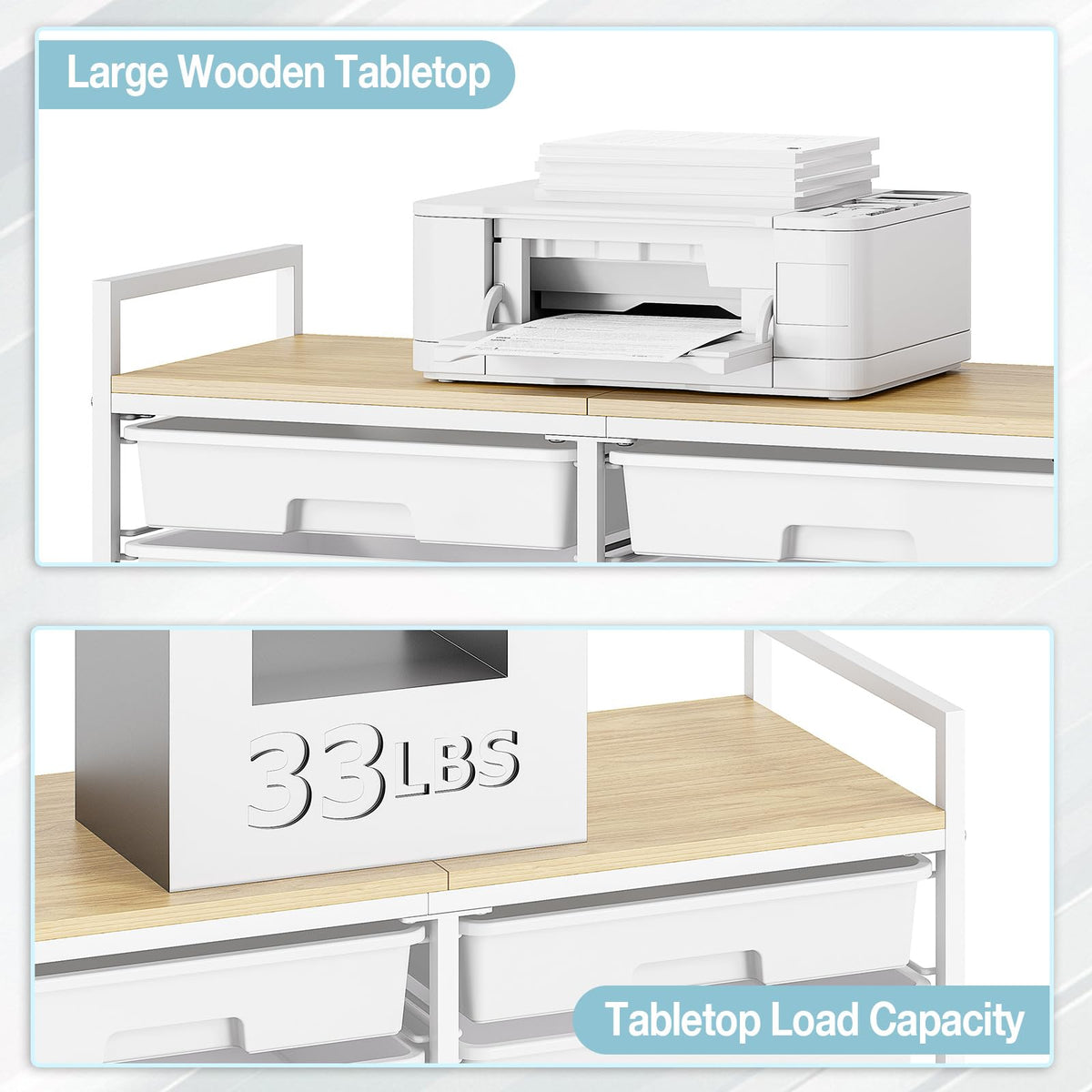 White 12 Drawers Rolling Storage Cart with Wooden Top Z715739