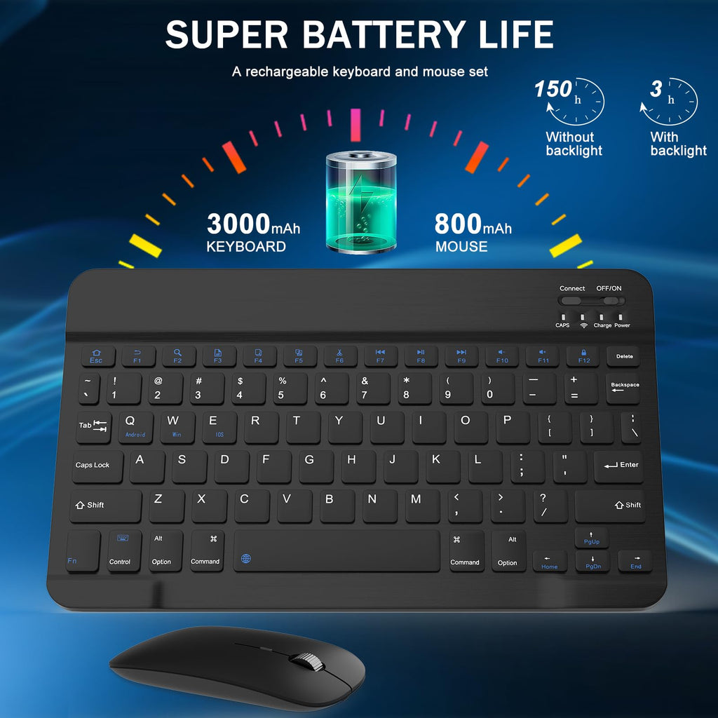 Black Rechargeable Bluetooth Keyboard and Mouse Combo Z674