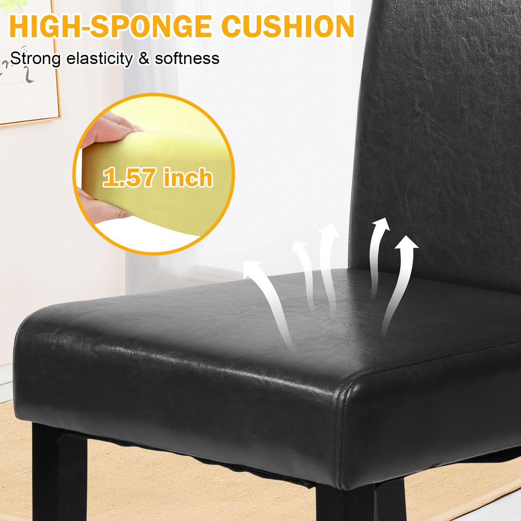 Black Faux Leather Upholstered Dining Chairs Set of 4 R581