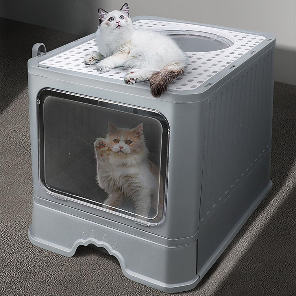 Enclosed Foldable Cat Litter Box with Lid D28133