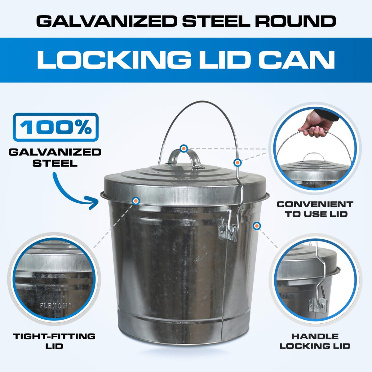 6 Gallon Galvanized Metal Trash Can with Lid Z742