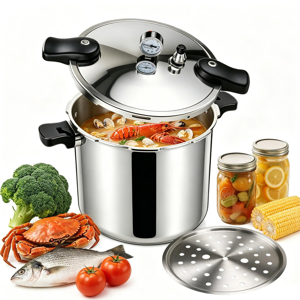 23-24QT Aluminum Pressure Cooker with Pressure Gauge I7047