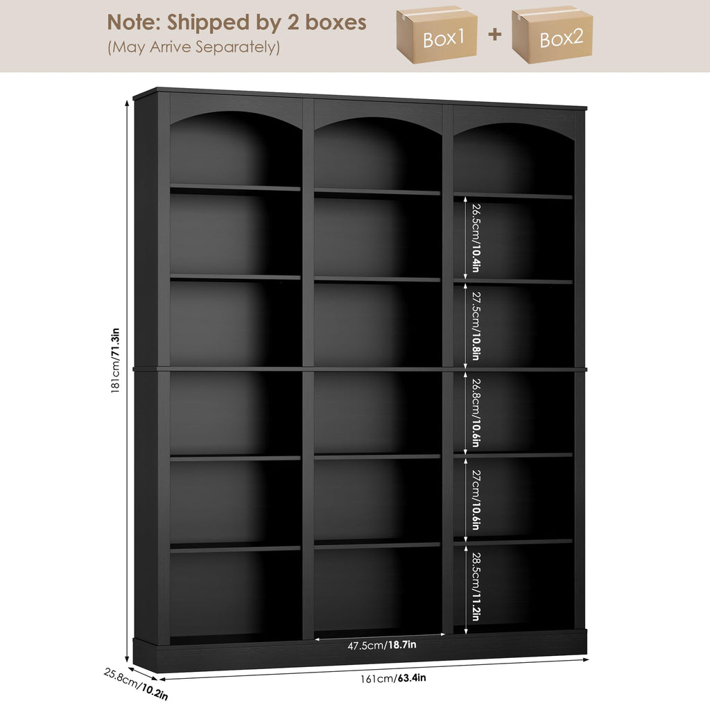 71" 6 Tier Black Bookshelf V9107