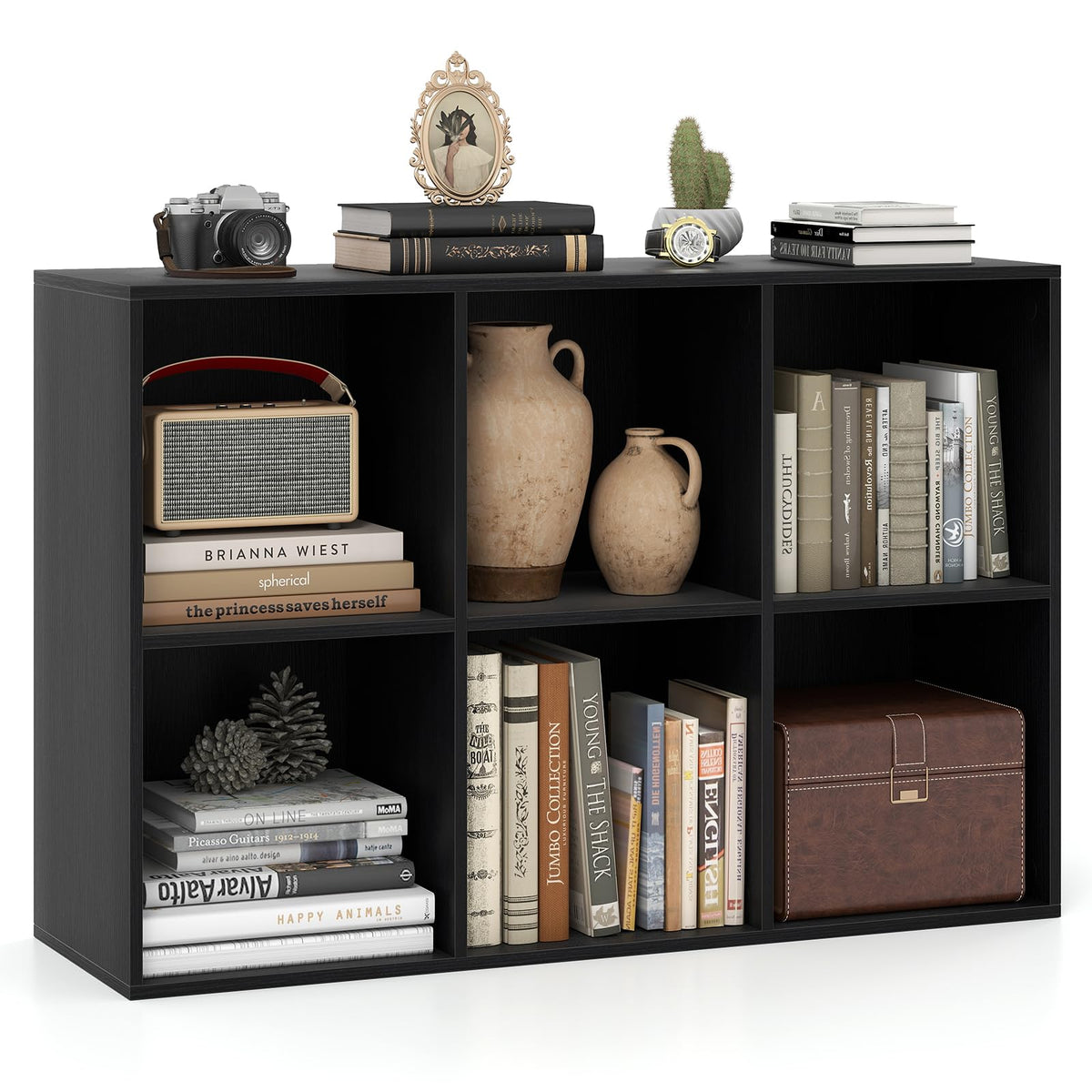 Black 6-Cube 3-Tier Bookcase P4270