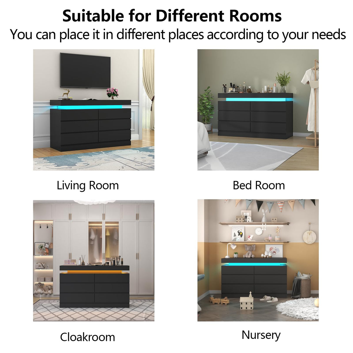 6 Drawer Dresser with Power Outlet S1137