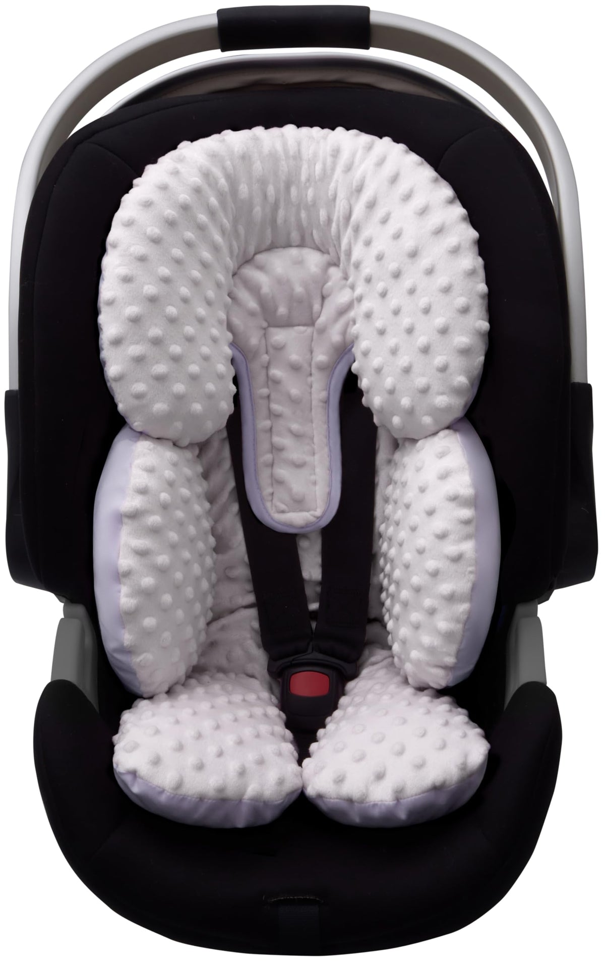 Infant Car Seat Head Neck Body Support, Ultra-Soft Minky Microfiber, 2-in-1 Reversible, Gray Q67539