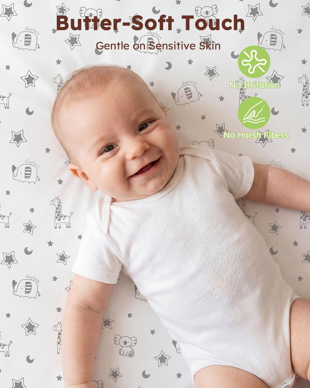Baby Pack and Play Sheets Fitted 38x26 White Dark Gray U2073