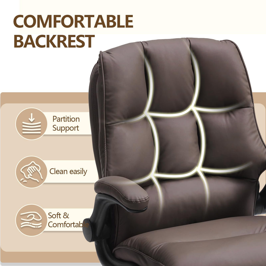 Brown Ergonomic Office Chair with Flip-up Armrests S2911