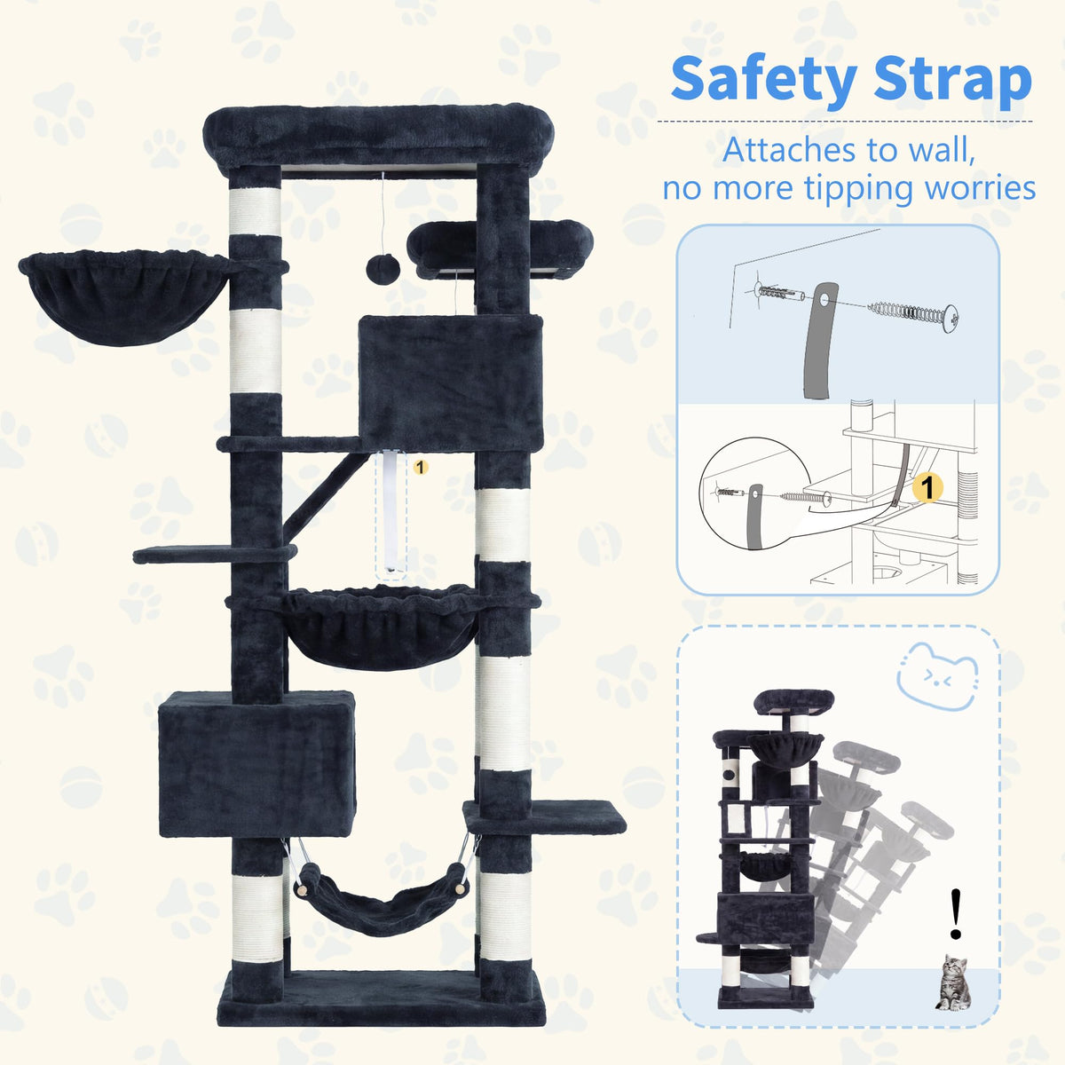 71-Inch-Tall Cat Tree with 2 Perches P140803