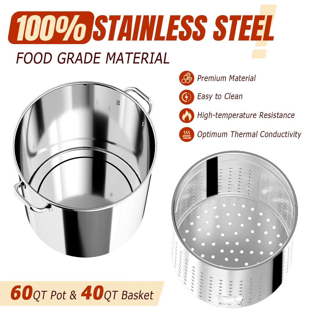 60QT Stainless Steel Stock Pot D671