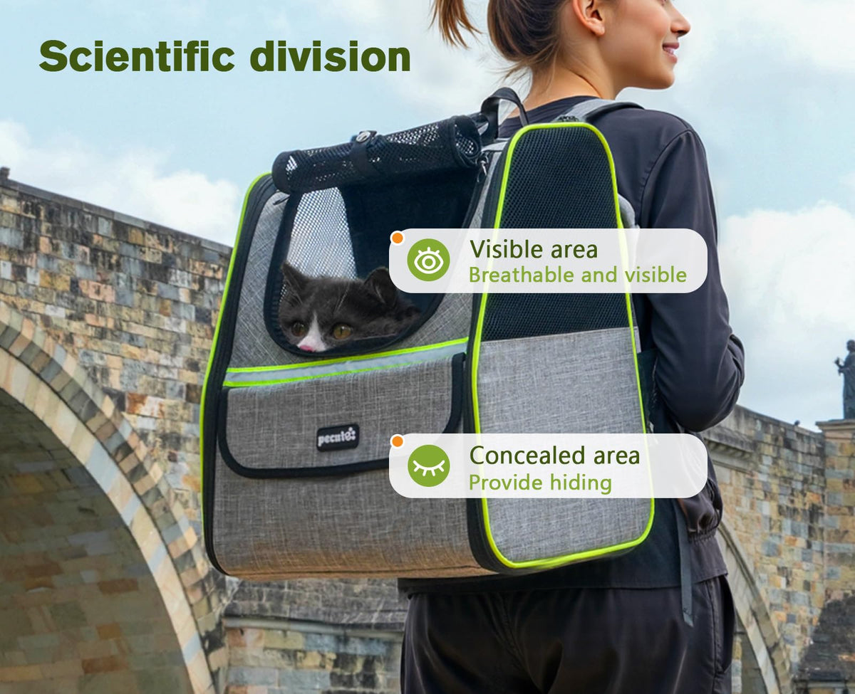 Expandable Cat Backpack Carrier with Ventilated Mesh, Grey T959