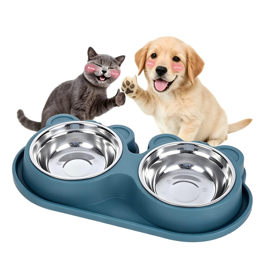 Stainless Steel Double Pet Bowls with Non-Slip Base K2765