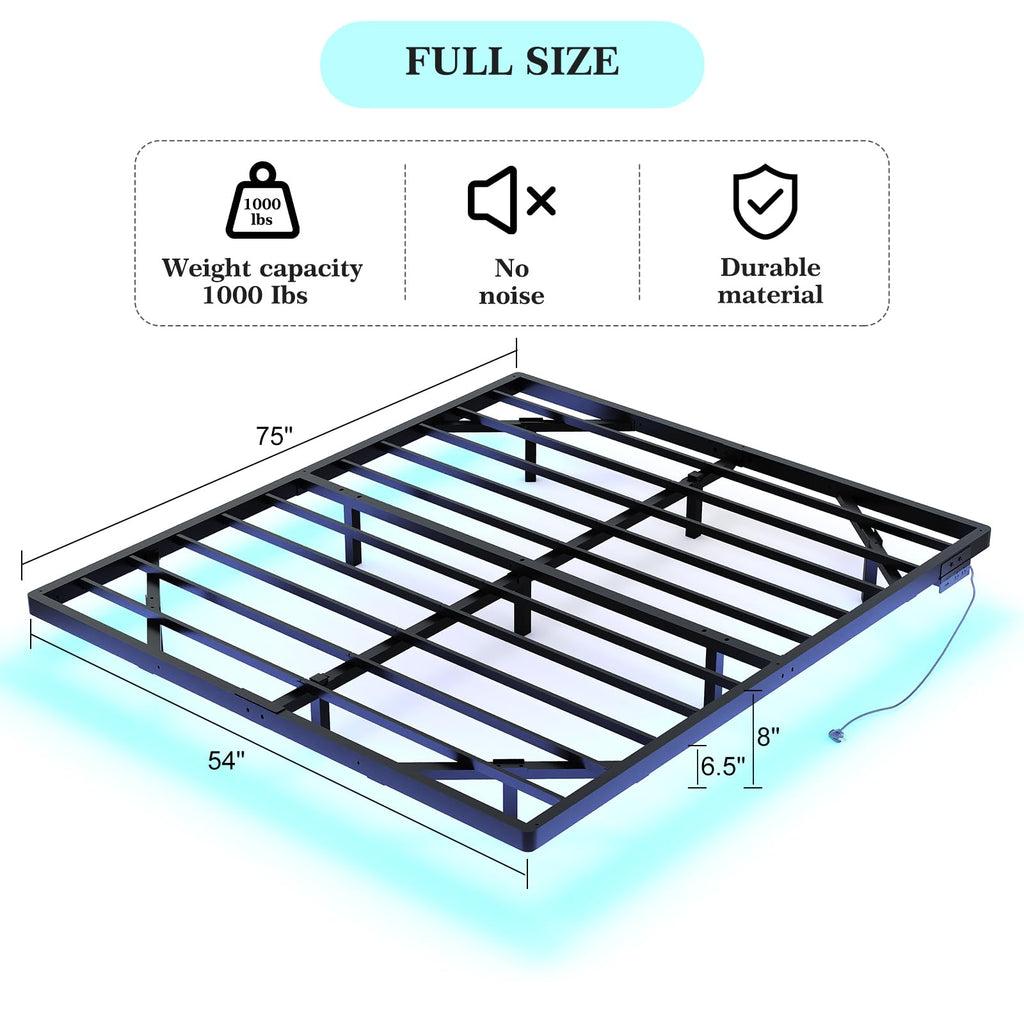 Full Size Metal Floating Bed Frame with LED Lights K942