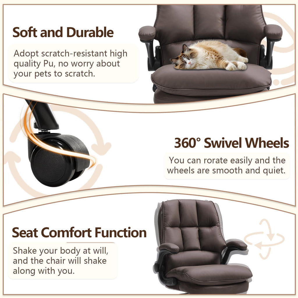 Brown Ergonomic Office Chair with Flip-up Armrests S2911