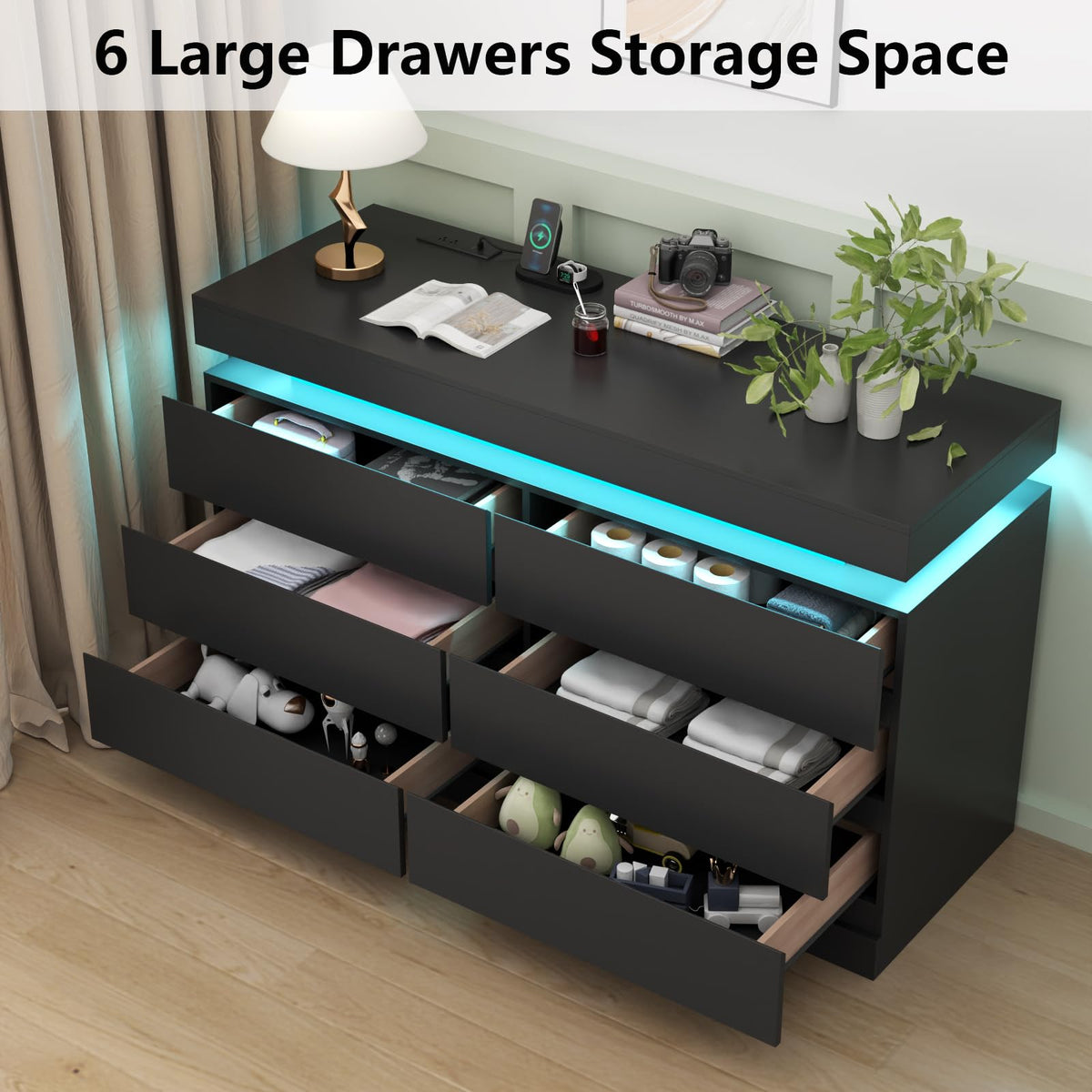 6 Drawer Dresser with Power Outlet S1137