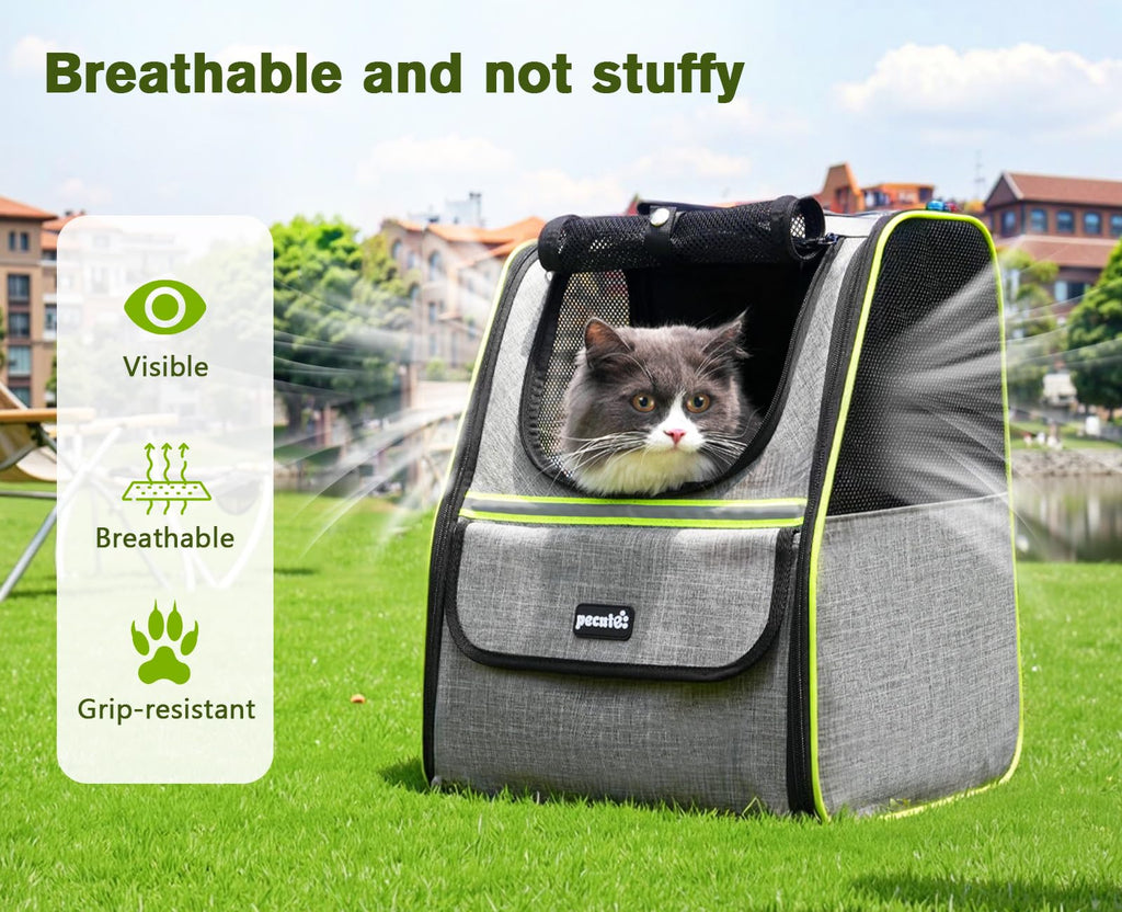 Expandable Cat Backpack Carrier with Ventilated Mesh, Grey T959