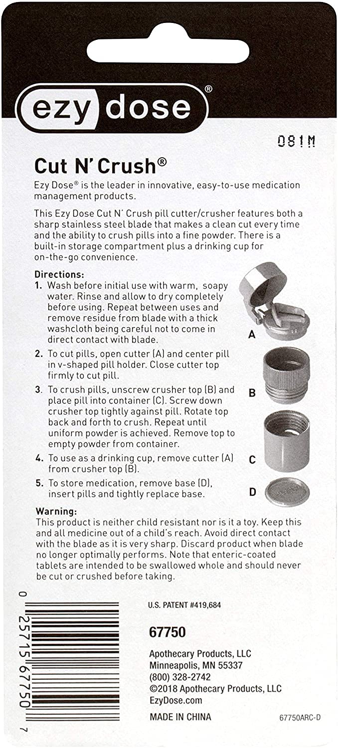 3 Compartment Pill Crusher, Cutter & Grinder with Drinking Cup, Blue I209713