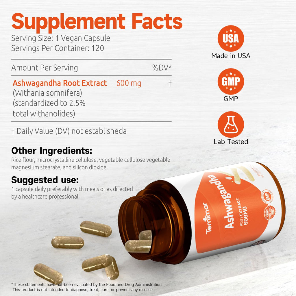 Ashwagandha Root Extract 600mg 120 Capsules J274758