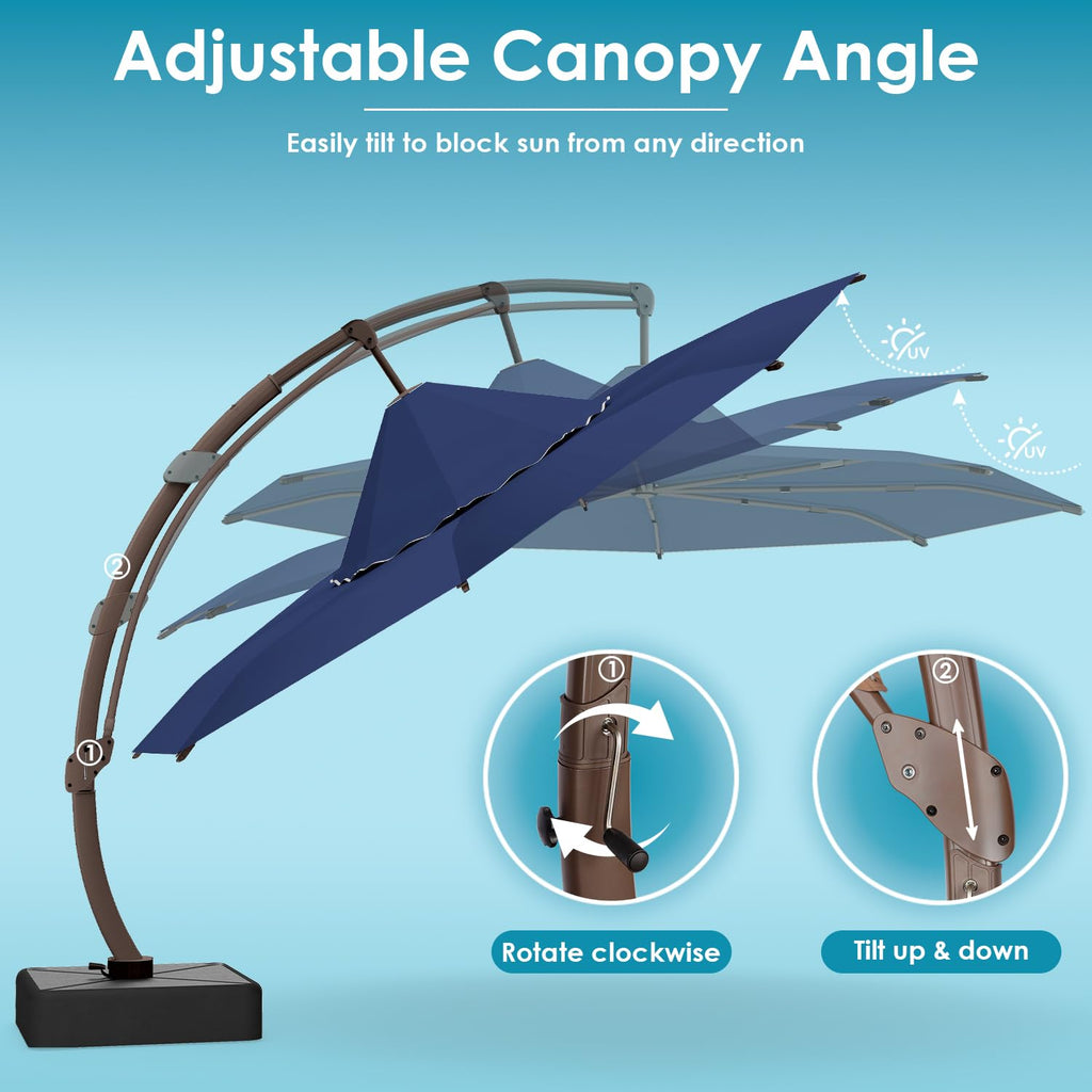 11-FT Patio Offset Cantilever Umbrella with Base V257404