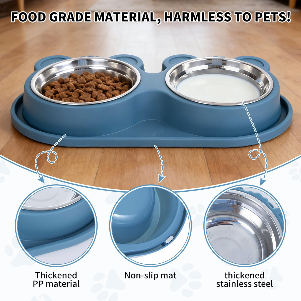 Stainless Steel Double Pet Bowls with Non-Slip Base K2765