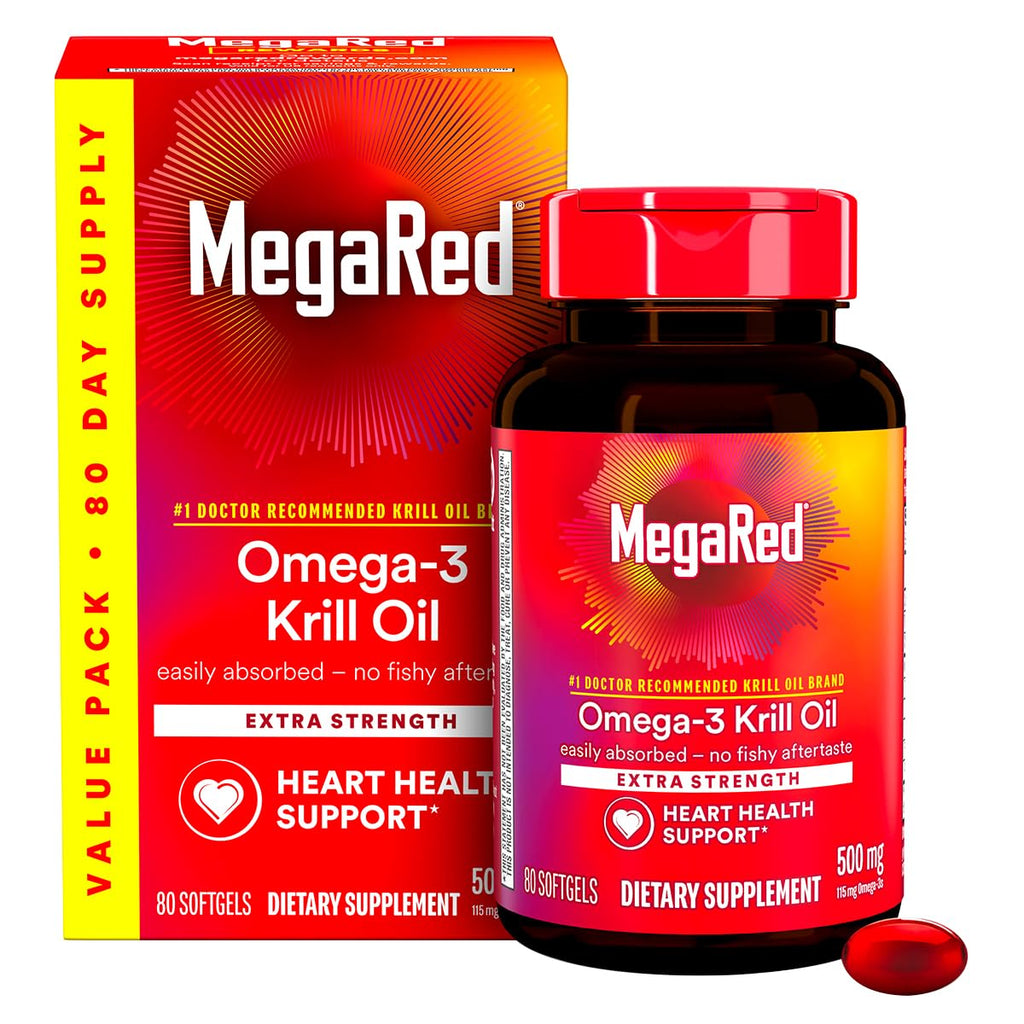 500mg Omega-3 Krill Oil Softgels 80 Count 2 Pack L3647