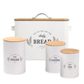 Extra Large White Farmhouse Bread Box with Canisters Set of 3 E879989