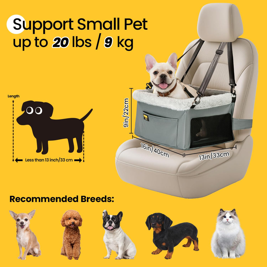 Dog Car Seat Booster Steel Frame Grey F232401