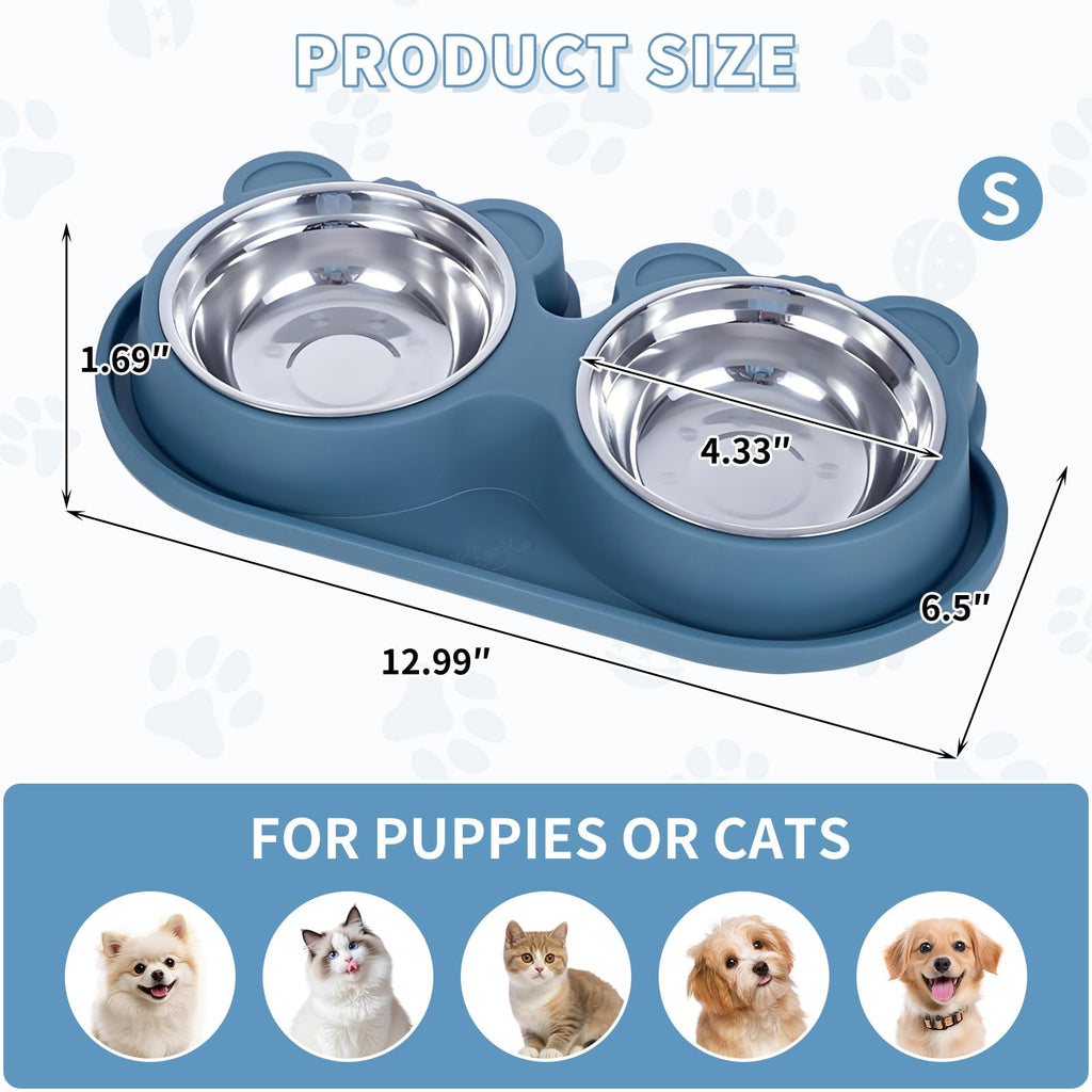 Stainless Steel Double Pet Bowls with Non-Slip Base K2765