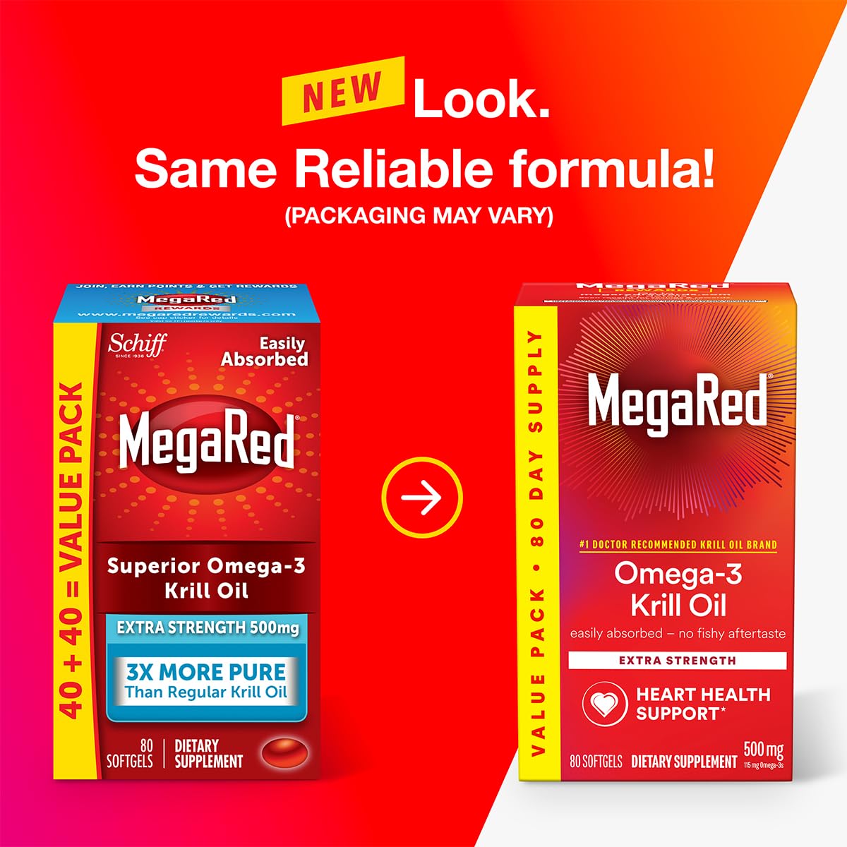 500mg Omega-3 Krill Oil Softgels 80 Count 2 Pack L3647