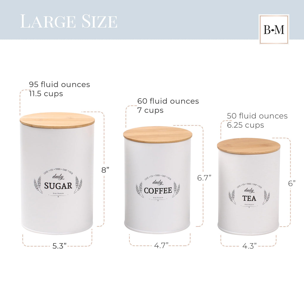 Extra Large White Farmhouse Bread Box with Canisters Set of 3 E879989
