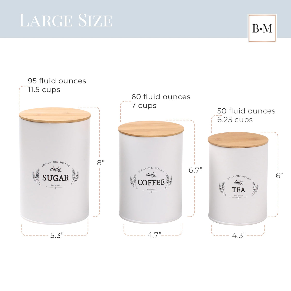 Extra Large White Farmhouse Bread Box with Canisters Set of 3 E879989