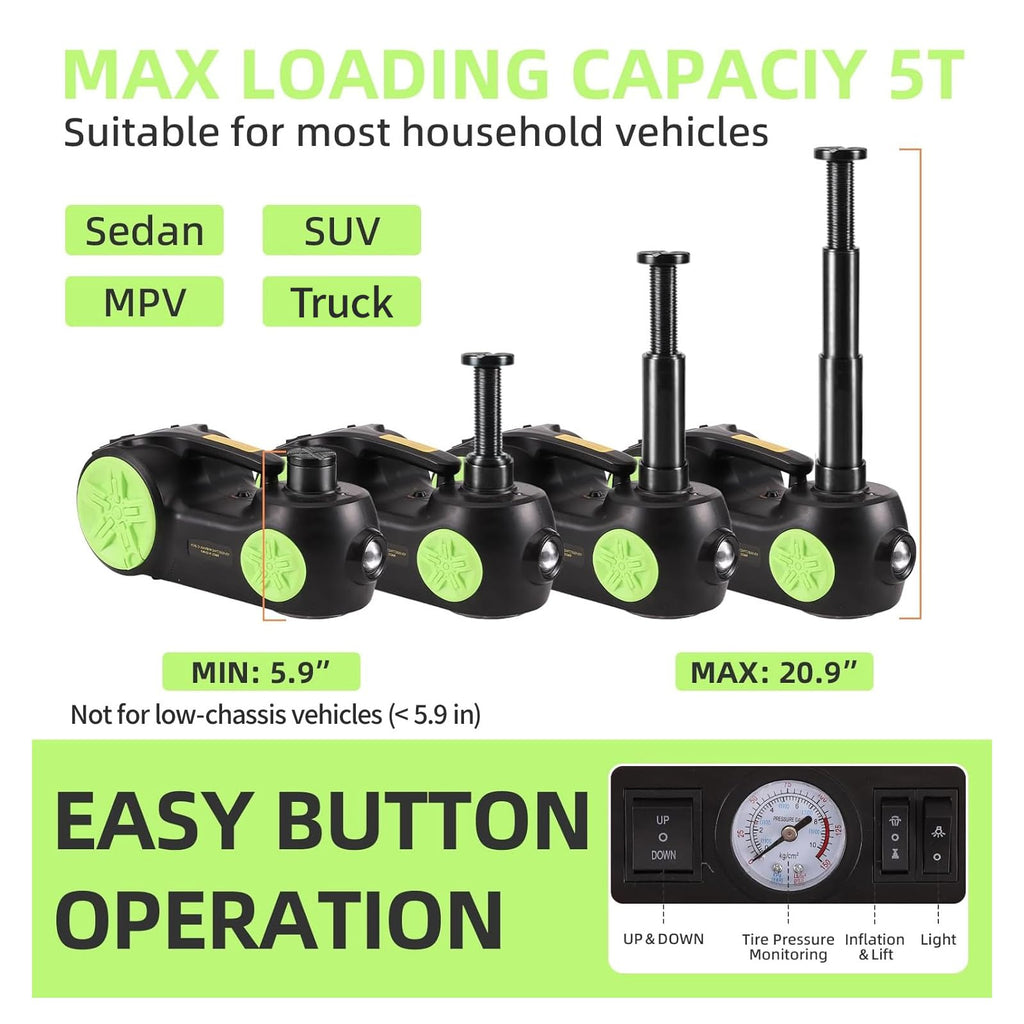 5 Ton Electric Car Jack 12V Portable Tire Changing Kit K91781