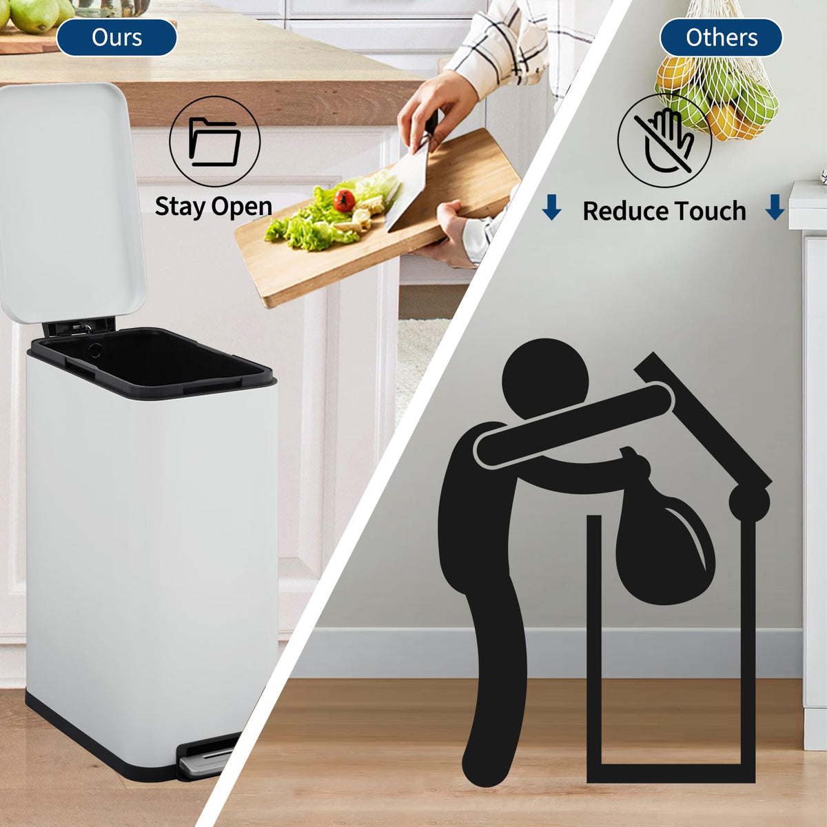 13.2 Gallon Slim Stainless Steel Trash Can U61936