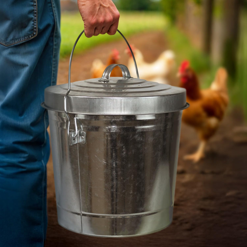 6 Gallon Galvanized Metal Trash Can with Lid Z742
