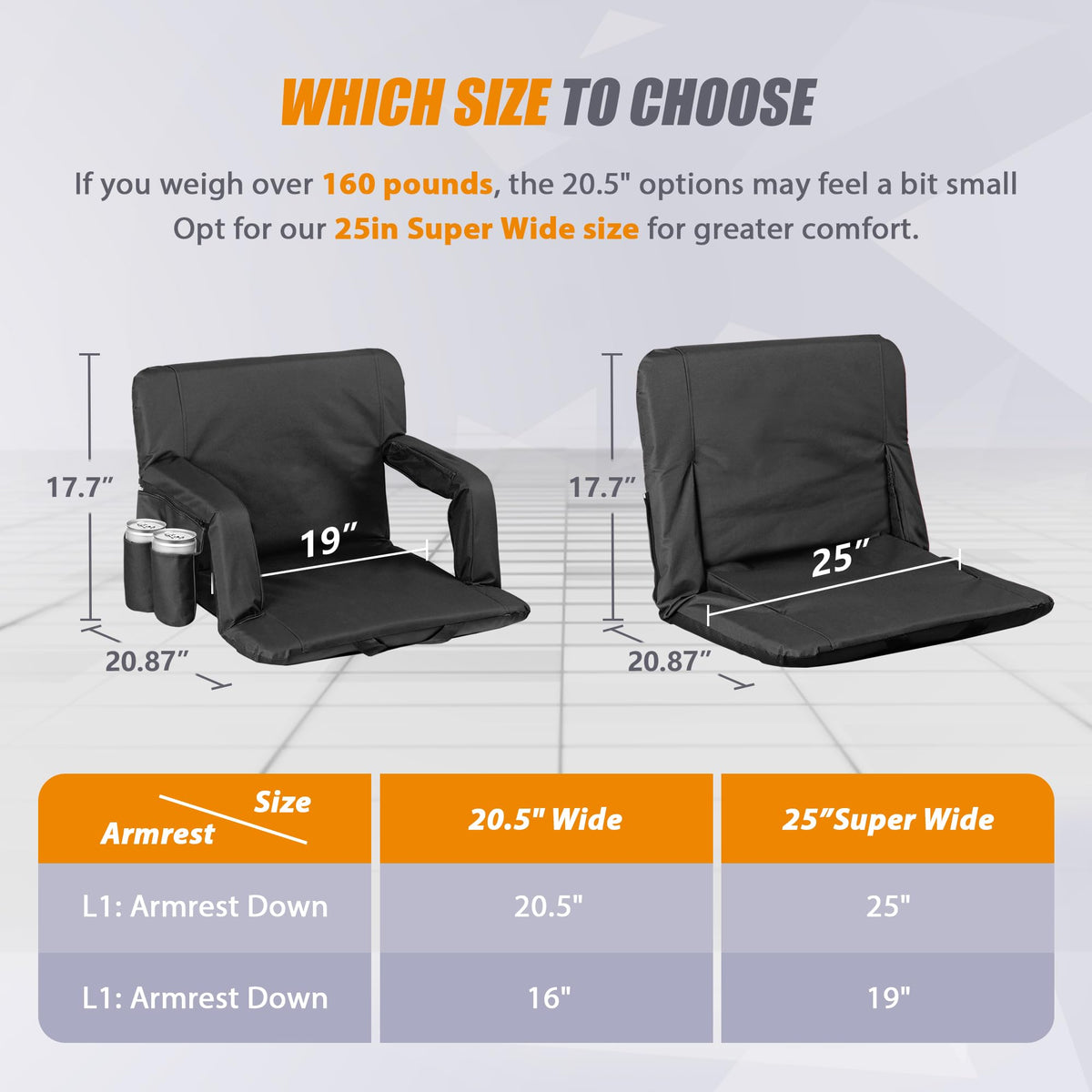 2 Pack Reclining Stadium Seat with Back Support G785980