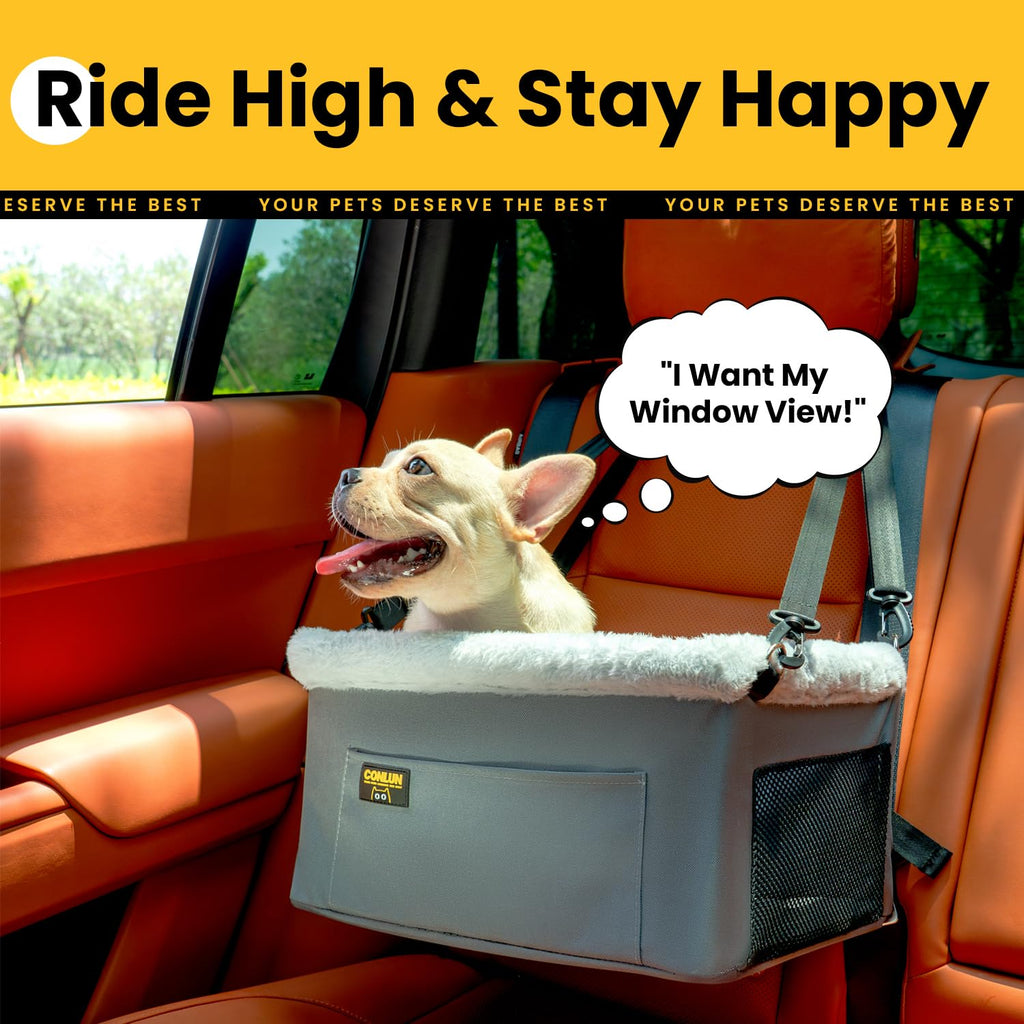 Dog Car Seat Booster Steel Frame Grey F232401