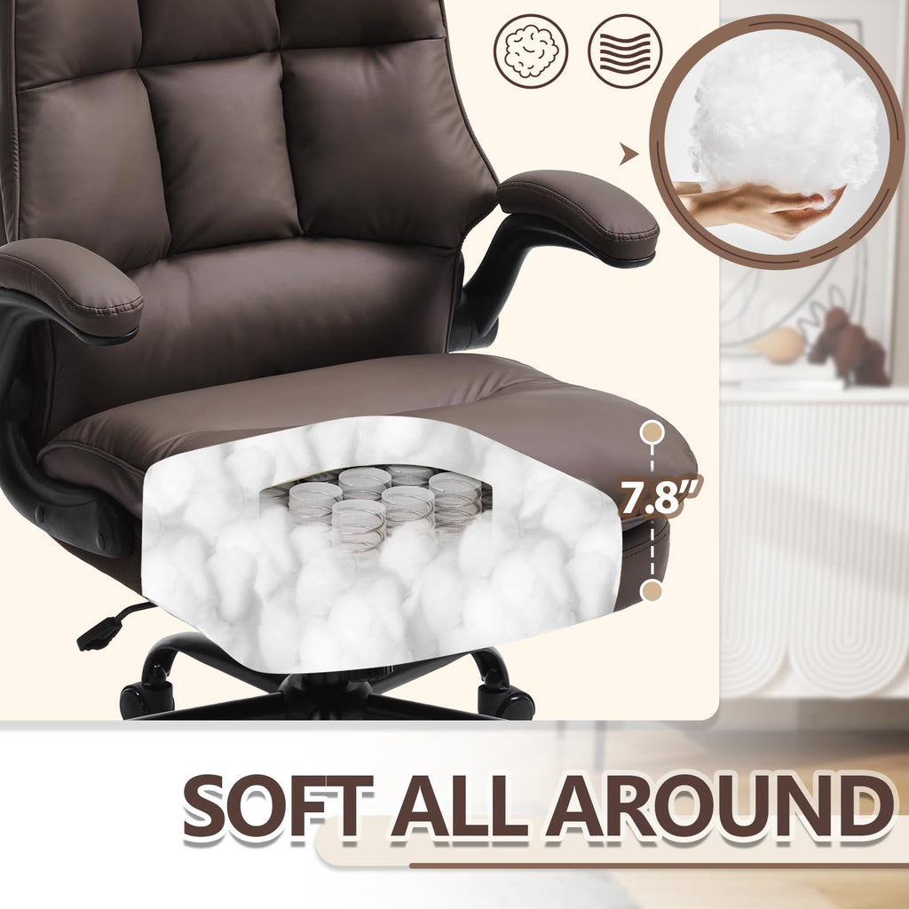 Brown Ergonomic Office Chair with Flip-up Armrests S2911