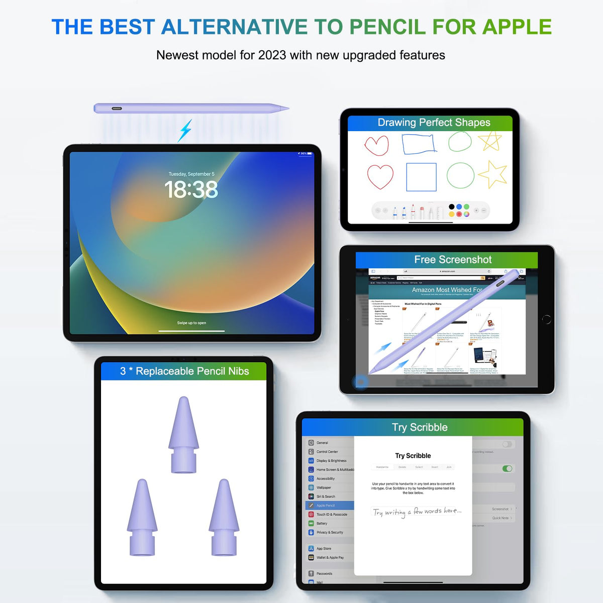 Magnetic Wireless Charging Pencil 2nd Gen Purple N176308