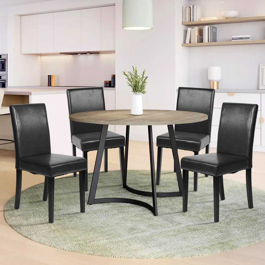 Black Faux Leather Upholstered Dining Chairs Set of 4 R581